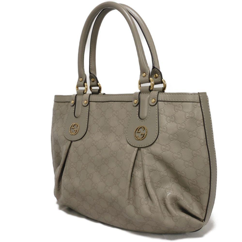 Used Guccissima Scarlet Tote Bag 269953 7924, Double G Embossed, Calfskin, Interlocking G Studs, 9539 GG Shima Gray,