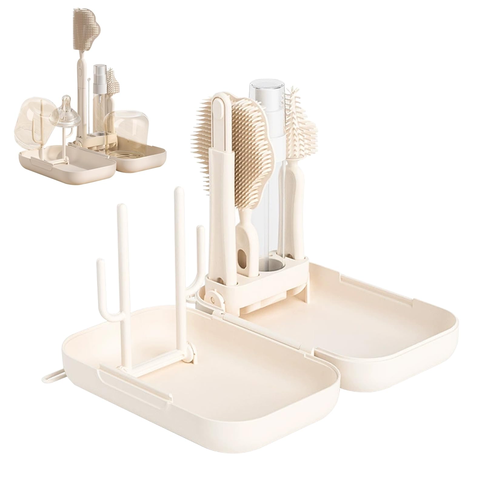 

EsiFare Baby Bottle Sponge and Bottle Brush, Portable Bottle Drainer, Foldable Water Bottle Drying Rack, Easy to Clean, Detergent Refill Bottle,