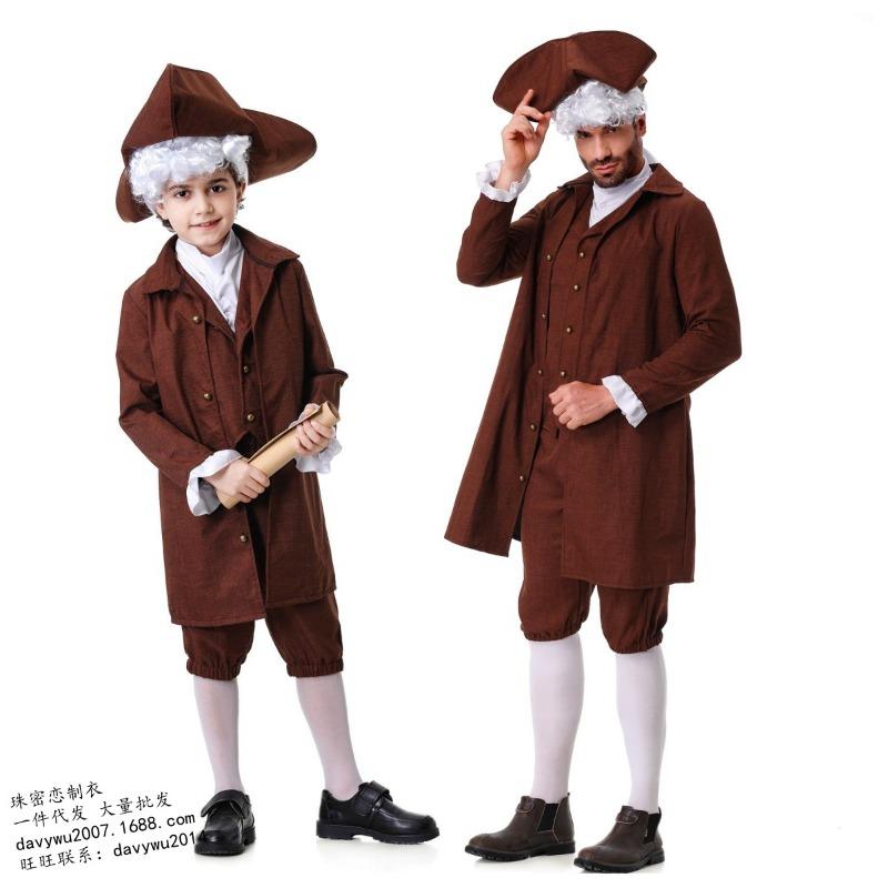 New European Medieval Parent-child British Lawyer Children's Prince Suit Literary Judge Officer Retro Tuxedo