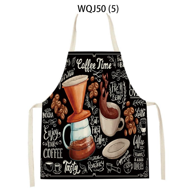 Coffee Hamburger Printed Kitchen Aprons for Adult Kids Household Linen Bib Fruits Vegetables Cooking Baking Apron Cleaning Tool