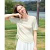Betu Women's 3D Floral Drawstring Knit Short Sleeve Top