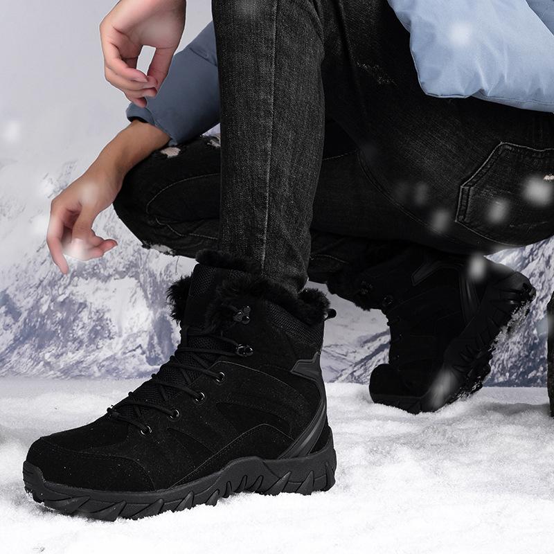 Large Size High Top Men's Sports Warm Plush Thick Snow Boots Outdoor Jungle Combat