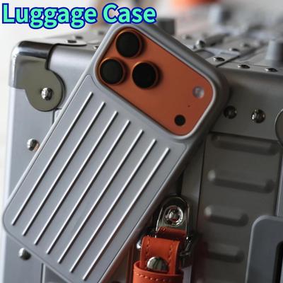 INS Metal Ice Sensing Backplate High End 3D Travellers Rimowa Luggage Phone Case for IPhone 17 Pro Max 16 15 14 Protect Cover with Gift Box Packaging