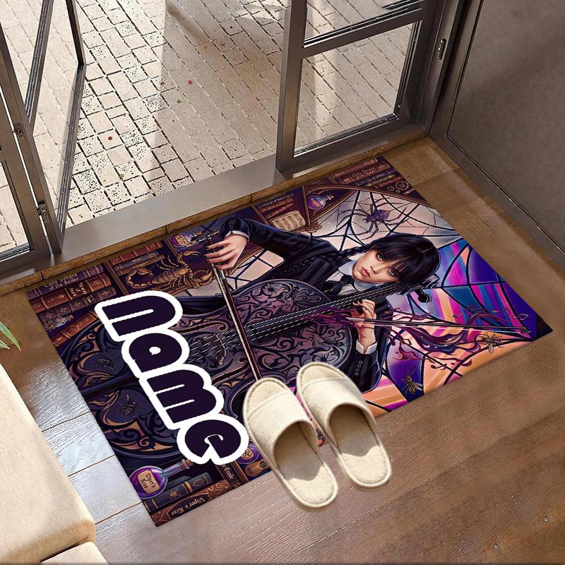 Custom Name Personalized Wednesday Print Carpet, Versatile Home Decor Rug, for Playroom, Apartment, Balcony, Entryway, Hallway Gift