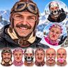 White Mustache Old Man Balaclava Face Mask Full Coverage Ski Mask Hood Winter Mask Cover  For Men