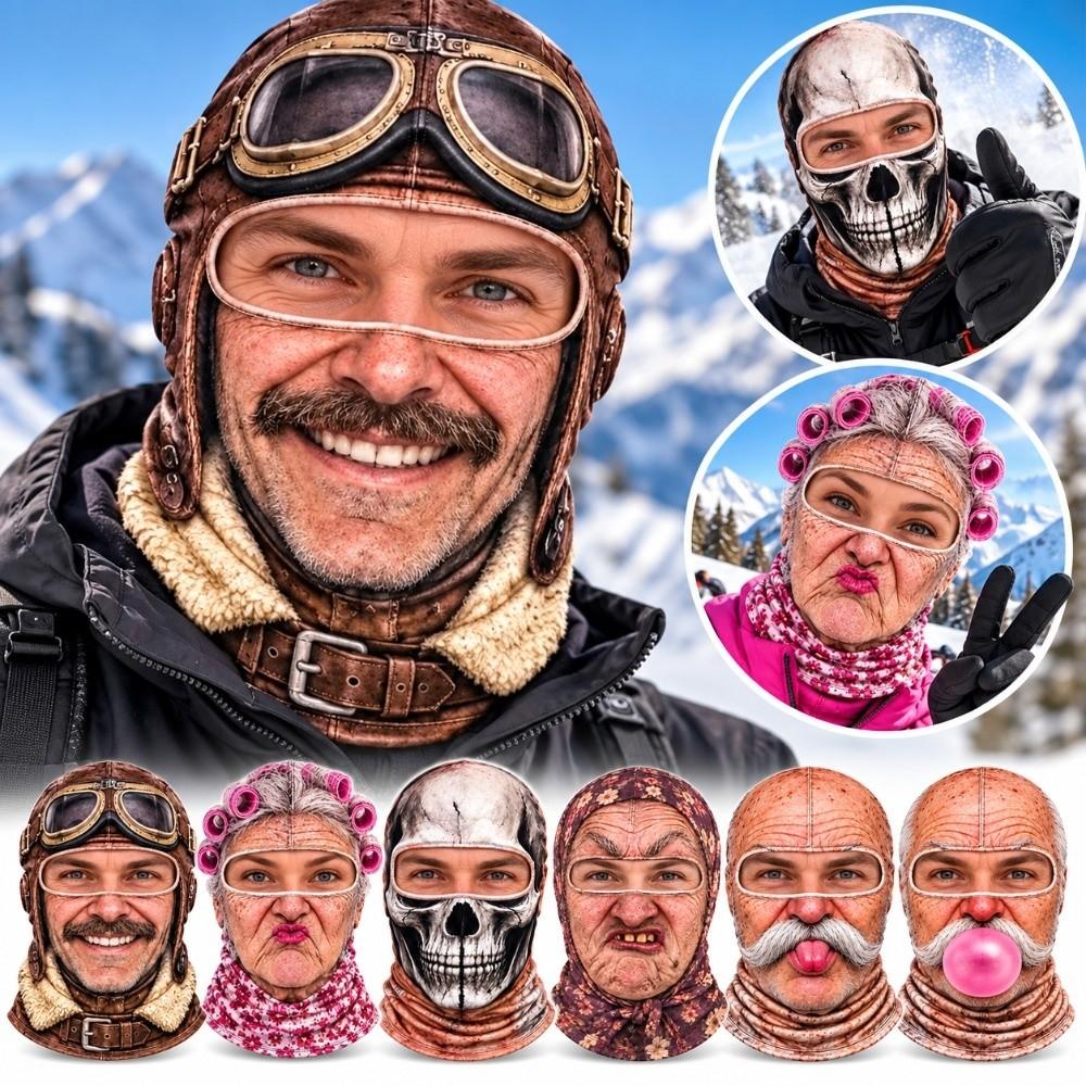 White Mustache Old Man Balaclava Face Mask Full Coverage Ski Mask Hood Winter Mask Cover For Men