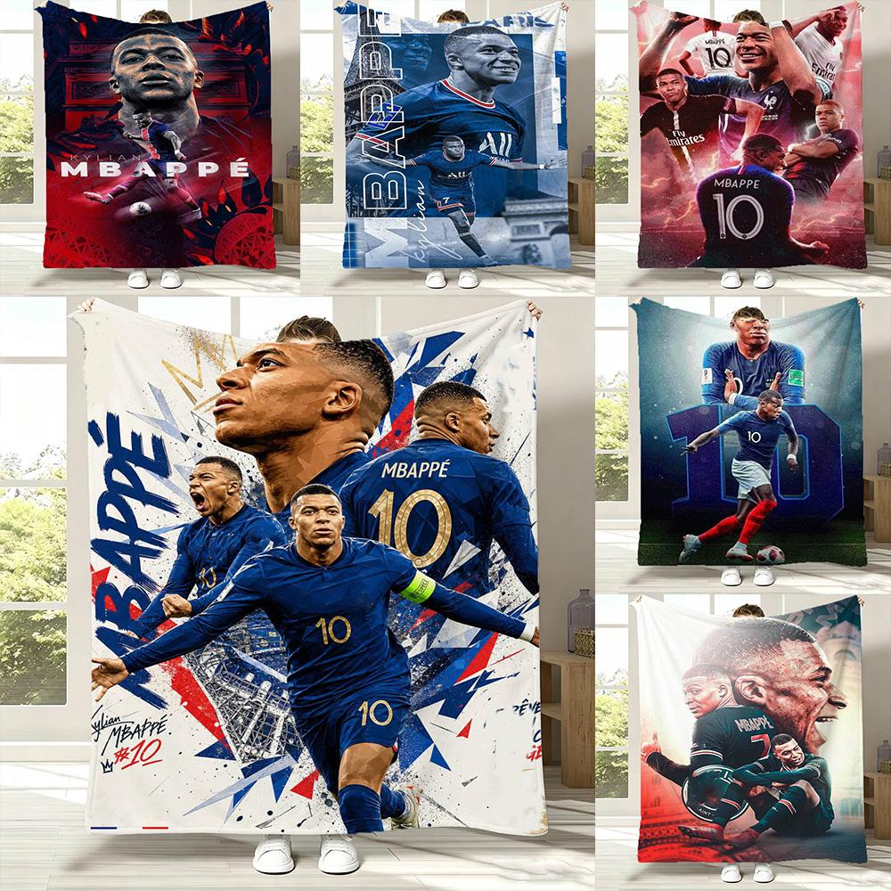 3D Football Star M-MbappeSs Cool Flannel Blanket Soft Throw Blanket Art For Home Decor Bedroom Bed Sofa Cover Picnic Fans Gifts