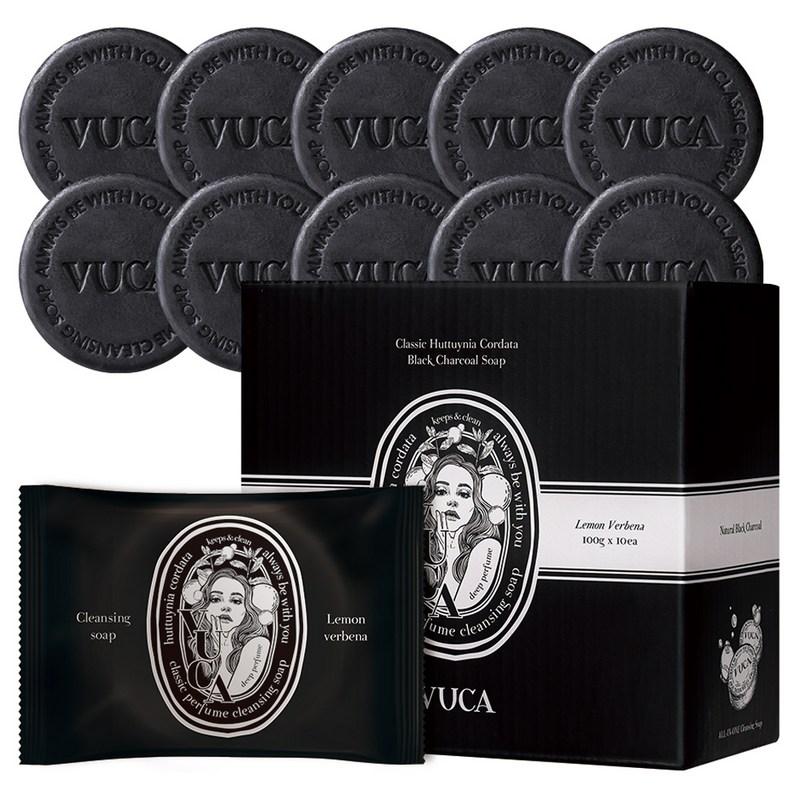 VUCA Classic Houttuynia Cordata Black Charcoal Cleansing Soap Lemon Verbena, 100g, 10 pcs