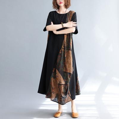 Summer Retro Printed Loose Oversized Women's Beach Dress