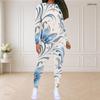 Women Plus Size Round Neck Long Sleeve Floral Printed Top And Fitted Pants Two Piece Set