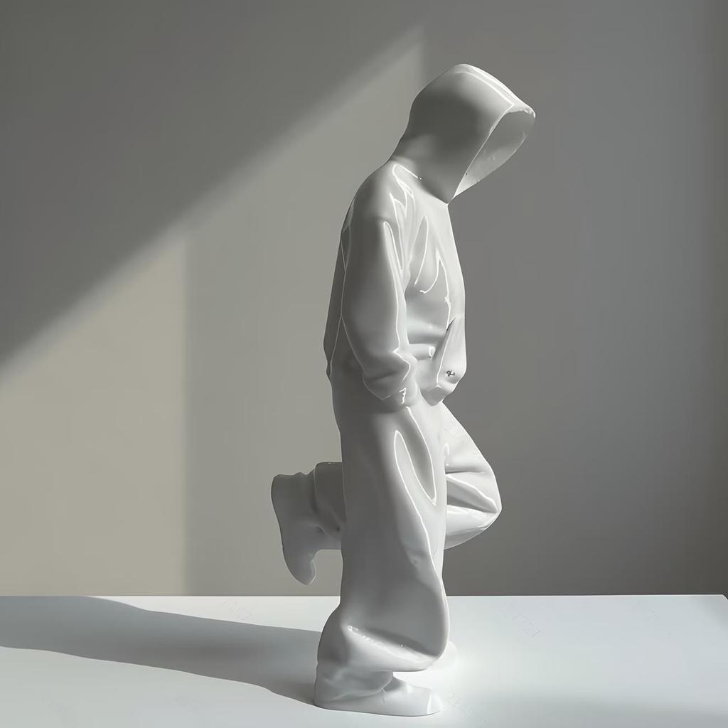 1/2pcs Faceless Thinker Model Set – Black & White Plastic Decor for Computer Desk, Hallway Collectors