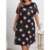 Women's Pajamas Plus Size Summer New Leopard Print Round Neck Loose Casual Mid Length Sleeping Dress