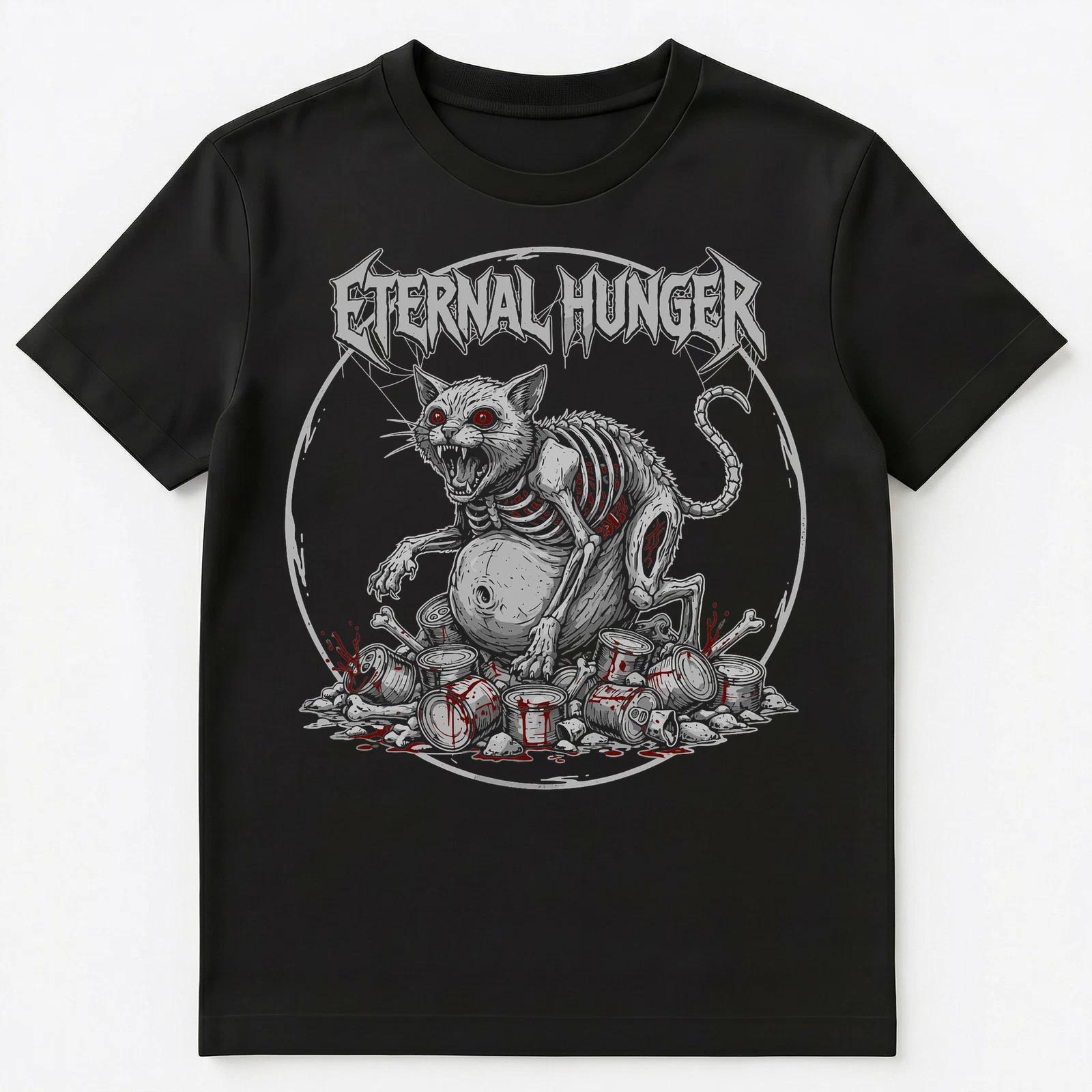 Hungry Cat Owner Insatiable Feline Hunger Dark Humor Unisex T-Shirt L