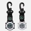 Orologio da tasca Multifunzione Movimento al quarzo Resistente all'acqua Display digitale Bussola accurata Quadrante rotondo Sport Escursionismo Moschettone Orologio da tasca