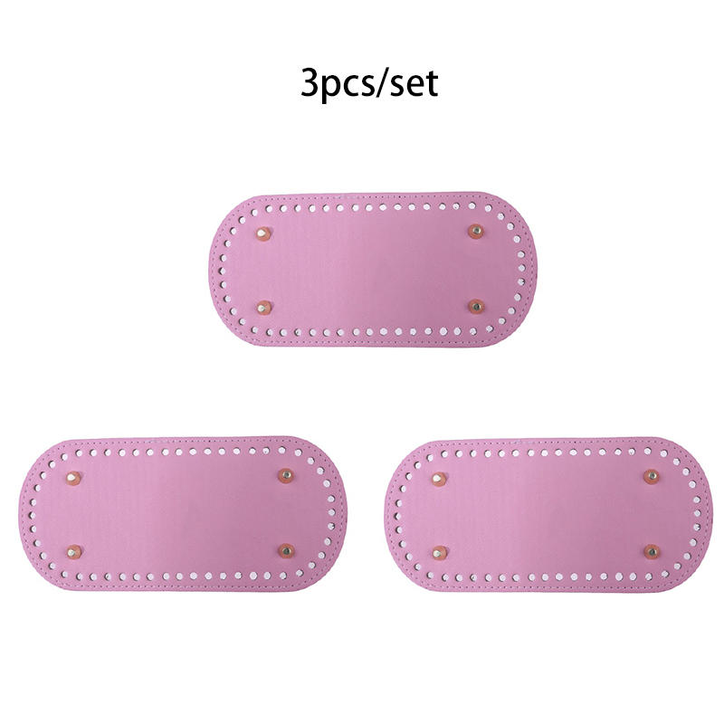 3pcs PU Leather Bags Bottom Oval Round Long Knitting Make Crochet For Homemade DIY Weaving Supplies Home Making Decor
