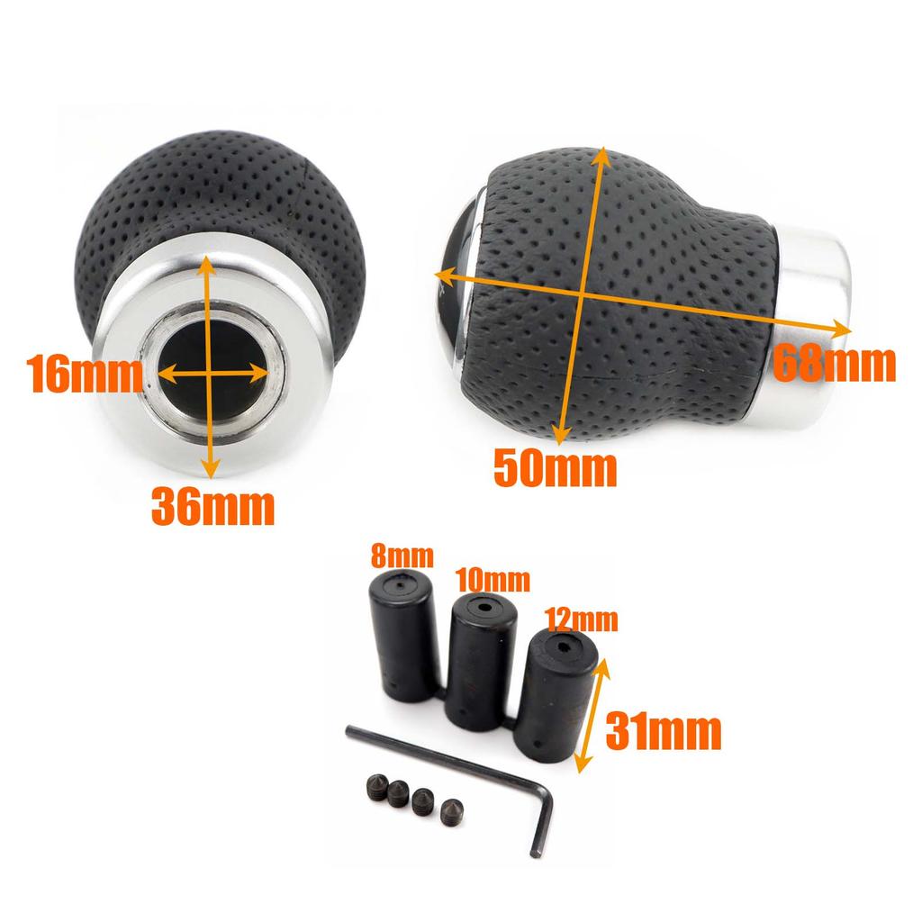 Universal Gear Shift Knob Ball Gear Stick 5 Speed Manual Shifter Lever Car Truck Racing Black PU Leather with Holes