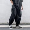 Vintage Solid Color Loose Cotton Men's Cargo Pants Street Casual Drawstring Anklet All-match Casual Male Knickerbockers