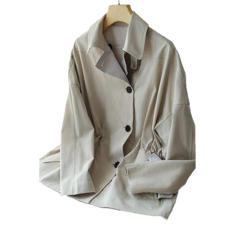 Handsome Short Trench Coat Women's New Spring and Autumn White Shirt Women's Thin Small Top