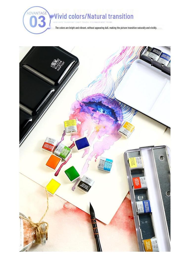 Winsor & Newton Cotman Artist Watercolor Set with Full/Half Pans In Portable Metal Box