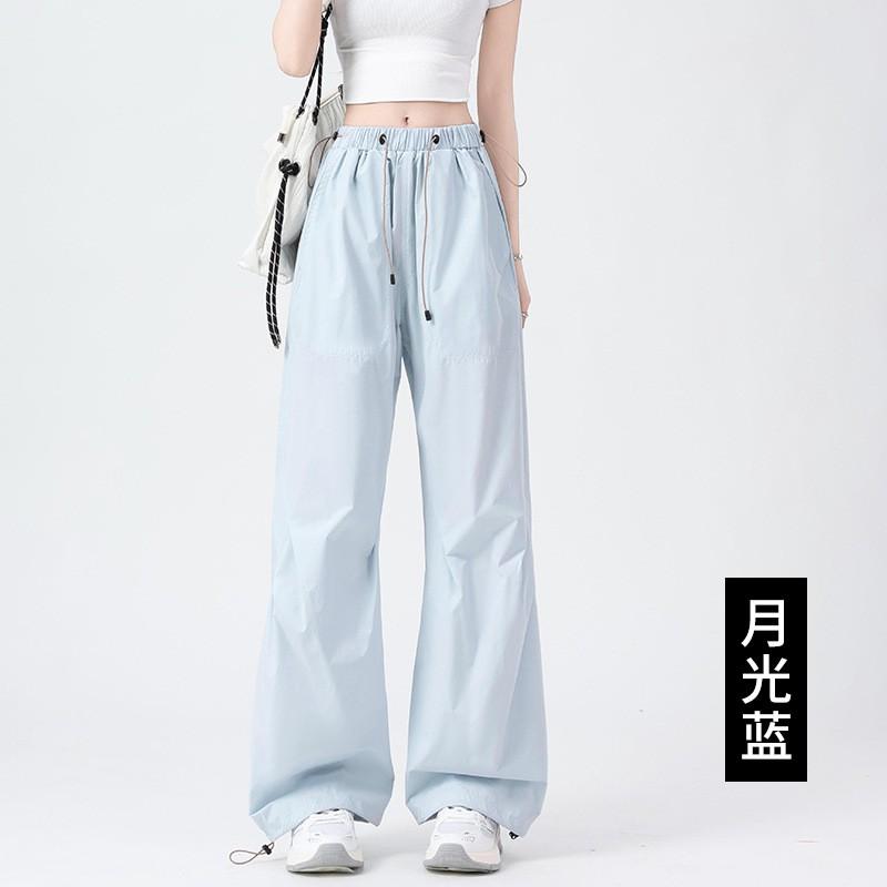 Damen High-Waist Weite Hosen Lockerer Sitz Atmungsaktiv Lässige Hosen Gerader Schnitt Bequem Arbeitskleidungsstil