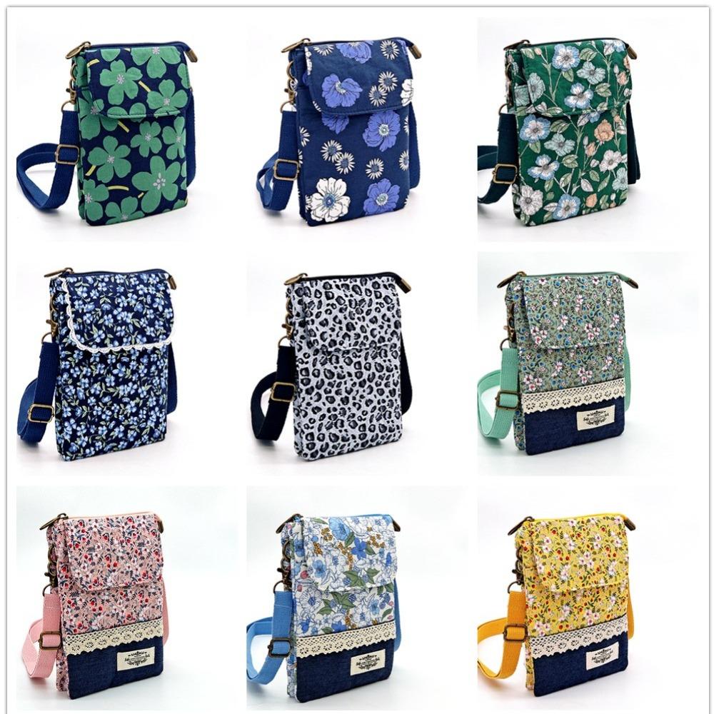 New Adjustable Strap Crossbody Bag Print Five-layer Phone Purse Fresh Pastoral Handbags Women