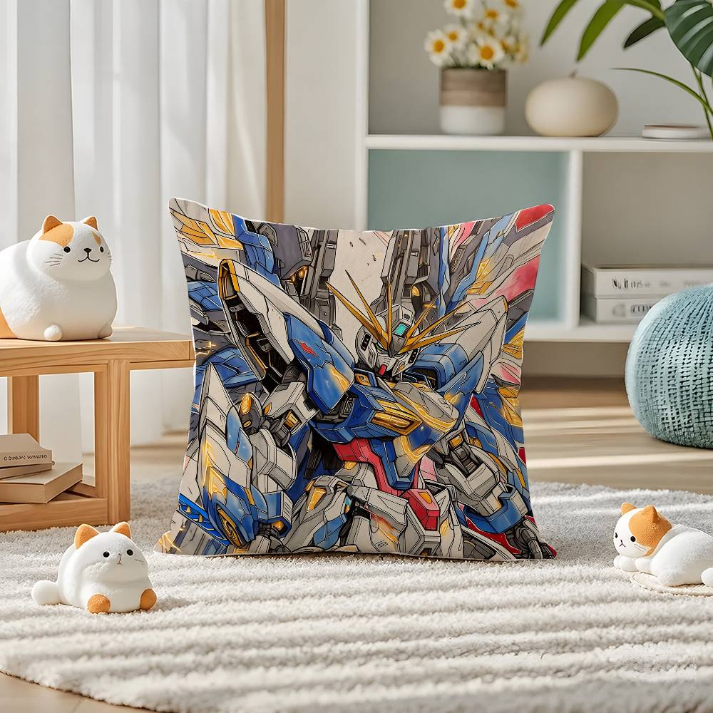Mobile Suit Gundam Gundam Epyon Anime Plush Pillow Cover Soft Short Plush Cushion Cover For Sofa Bedroom Home Decor Gift