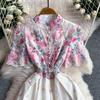 Elegant A-Line Dress for Women High-Quality Embroidery Flower Stand Collar Short Sleeve Fashion Runway Summer Dress Female 2026