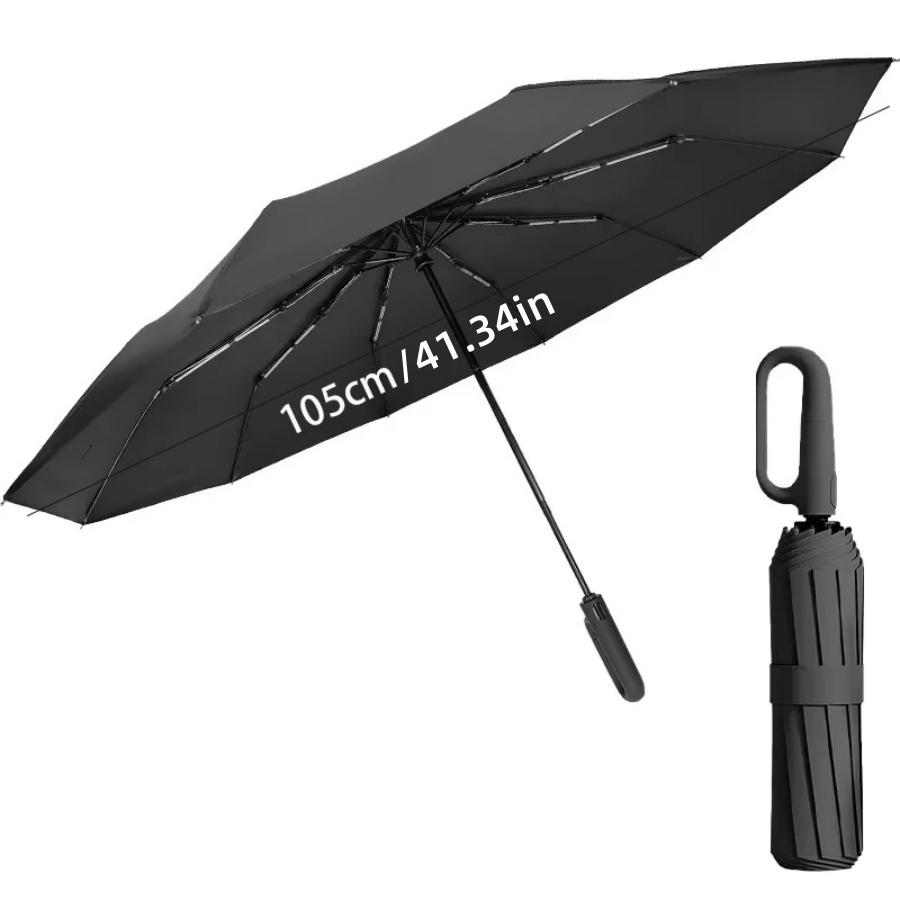 20 Bones Automatic Folding Umbrella Windproof Anti UV Protection Compact Travel Umbrella with Carabiner Handle