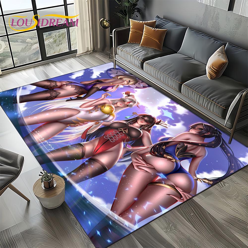 3D Sexy Lace Beauty Girl Lady Cartoon Anime Character Carpet Rug for Living Room Bedroom Home Sofa Decoration,Non-slip Floor Mat