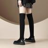 Krazing Pot Flock Autumn Winter Shoes Med Heels Size 43 Stovepipe Boots Round Toe Keep Warm Zipper Over-the-knee Boots