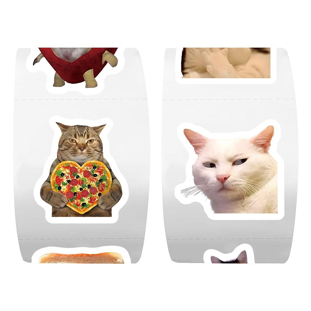 500pcs/Roll Funny Cat MEME Graffiti Stickers Cute Animal Cartoon Decals DIY Notebook Stationery Fridge Reward Seal Label Sticker