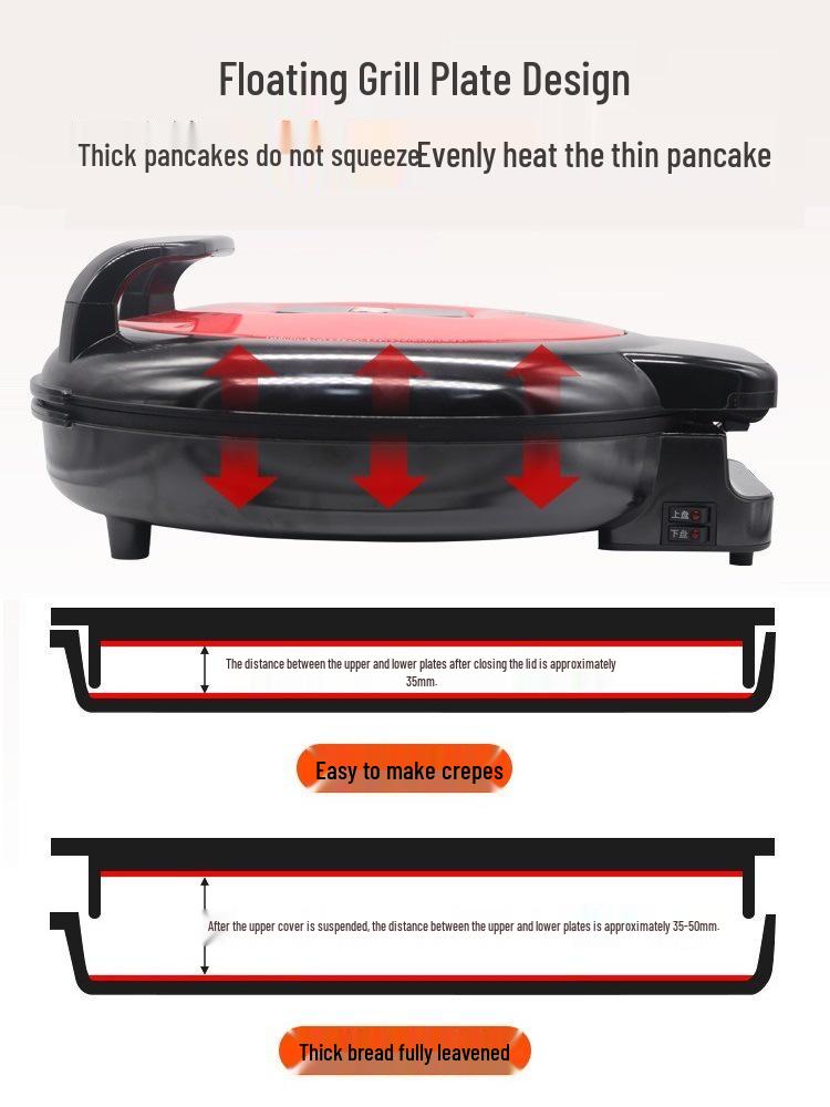 Elektrický palačinkovač s oboustranným ohřevem a prohloubenou plotnou - Komerční a domácí grilovací pánev