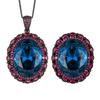 Autumn And Winter Jewelry Copper Bottom Gold-Plated Simulation Blue Spinel Black Gold Retro Temperament Set 15 * 20