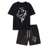European Size Simple Horse Head Print Men's Short Sleeve T-Shirt and Drawstring  Casual Sportswear , Suitable for Spring/Summer