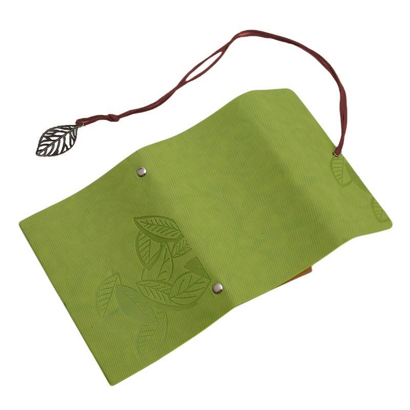 Women Men Vintage Travel Writing Journal Notebook Refillable PU Leather Diary Books with Leaf Pendant Strap