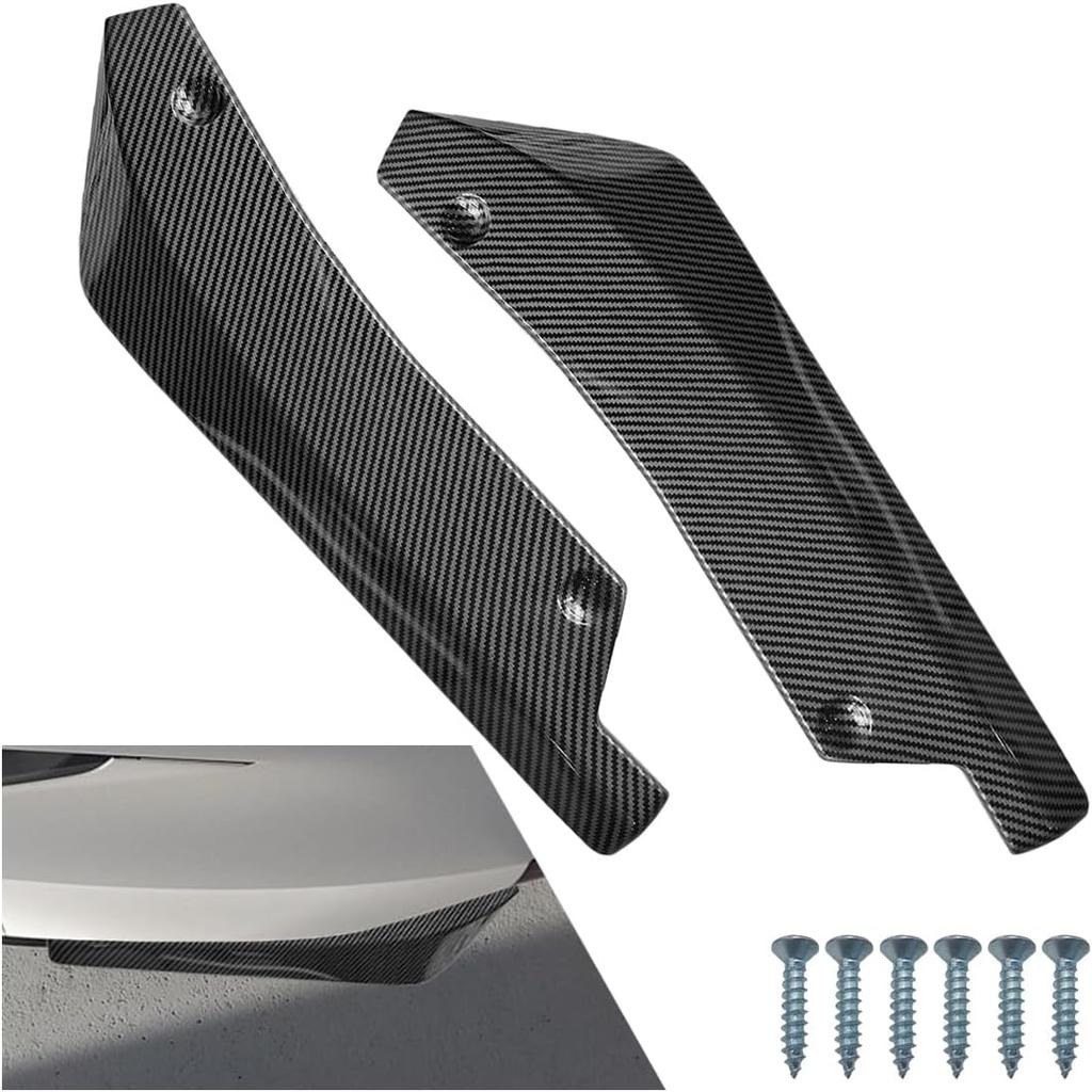 2PCS Universal Car Rear Bumper Lip Splitter Canard Diffuser, Side Fin Fenders Skirt Protector Exterior Decoration Trim For Car (Carbon Fiber)
