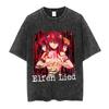 Elfen Lied Lucy Manga Graphic T-shirt Vintage Washed Oversized T Shirt Men's Women's Clothing Pure Cotton
