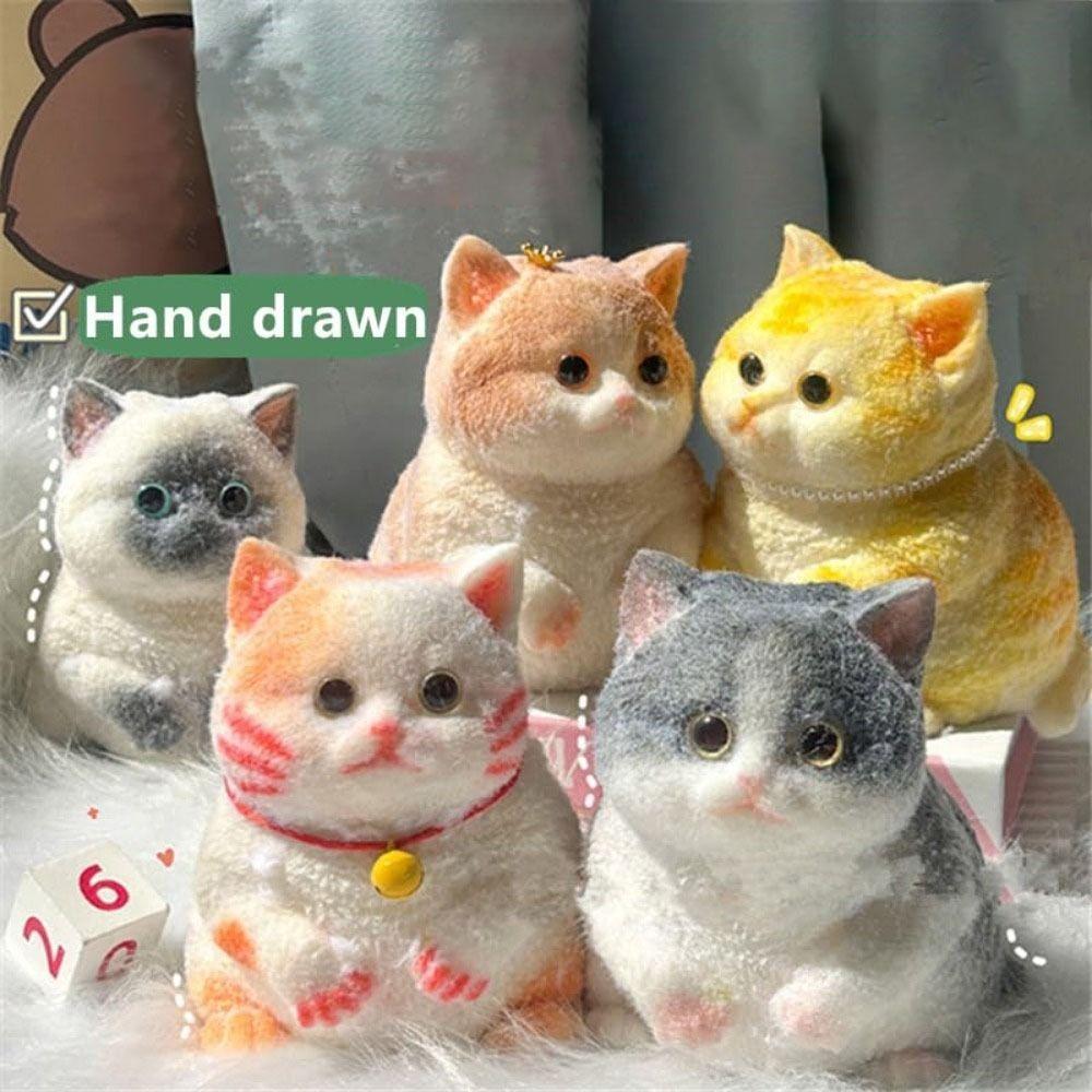 With Flocking Surface Stress Relief Toy Silicone Cat Pinching Toy  Birthday Gift