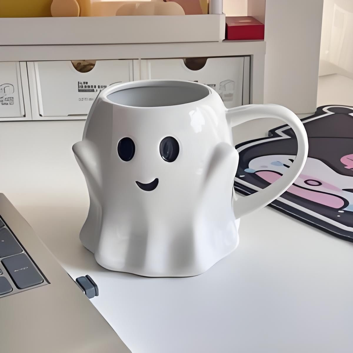 

Halloween Novelty Ghost Mug 3D Cute Ceramic Coffee Cup Perfect for Halloween Decor and Christmas Birthday Gifts for Coffee Milk Tea Lover 1pcs білий