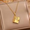 Titanium Steel Book Necklace for Daughter Heart Handmade Opening Book Pendant Stainless Steel Engraved Words Girls Text Locket