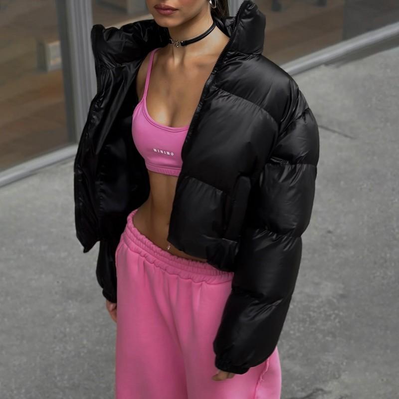 Womens Short Puffer Jacket Warm Cotton