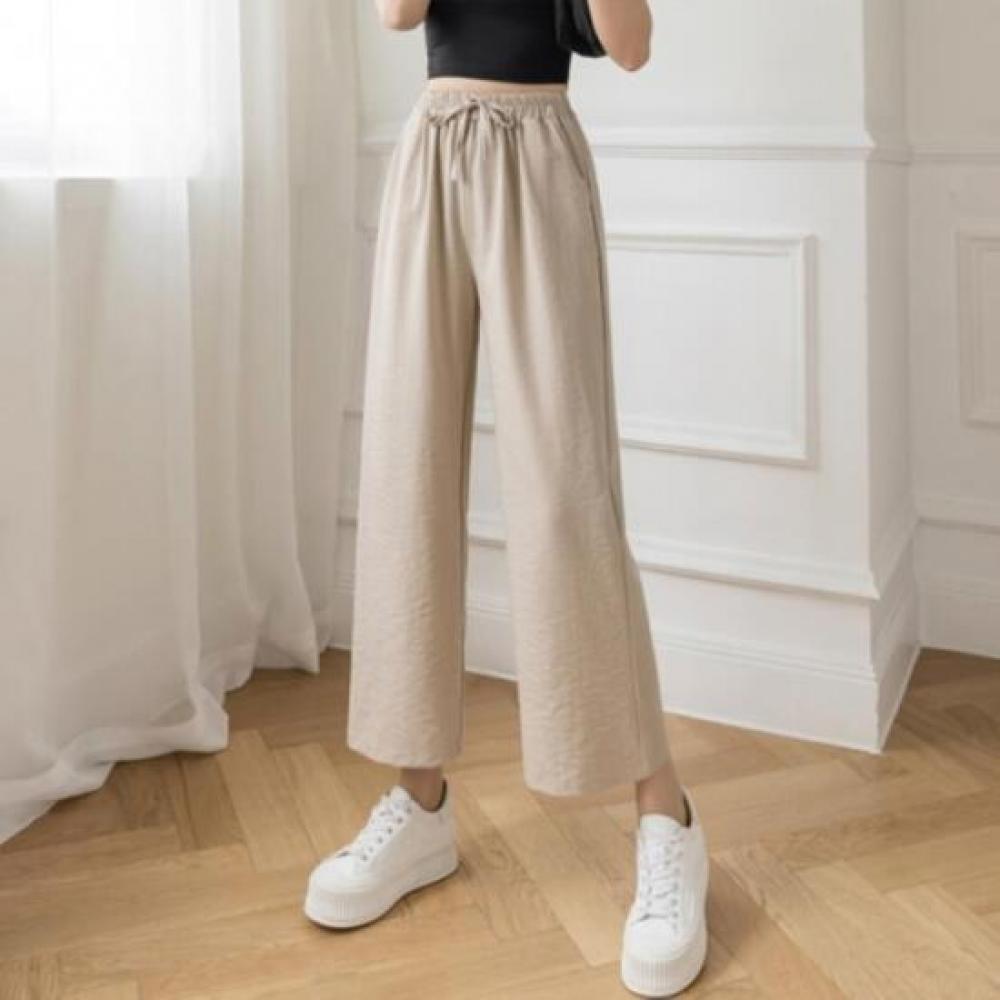 New Arrivals Open Run Irechu Pants Linen Like Banding Women Summer Spring Casual
