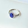 Thai Silver Hollow Twist Blue Stone Adjustable Finger Rings For Men Women Fashion New Female Jewelry Gift Party Holiday