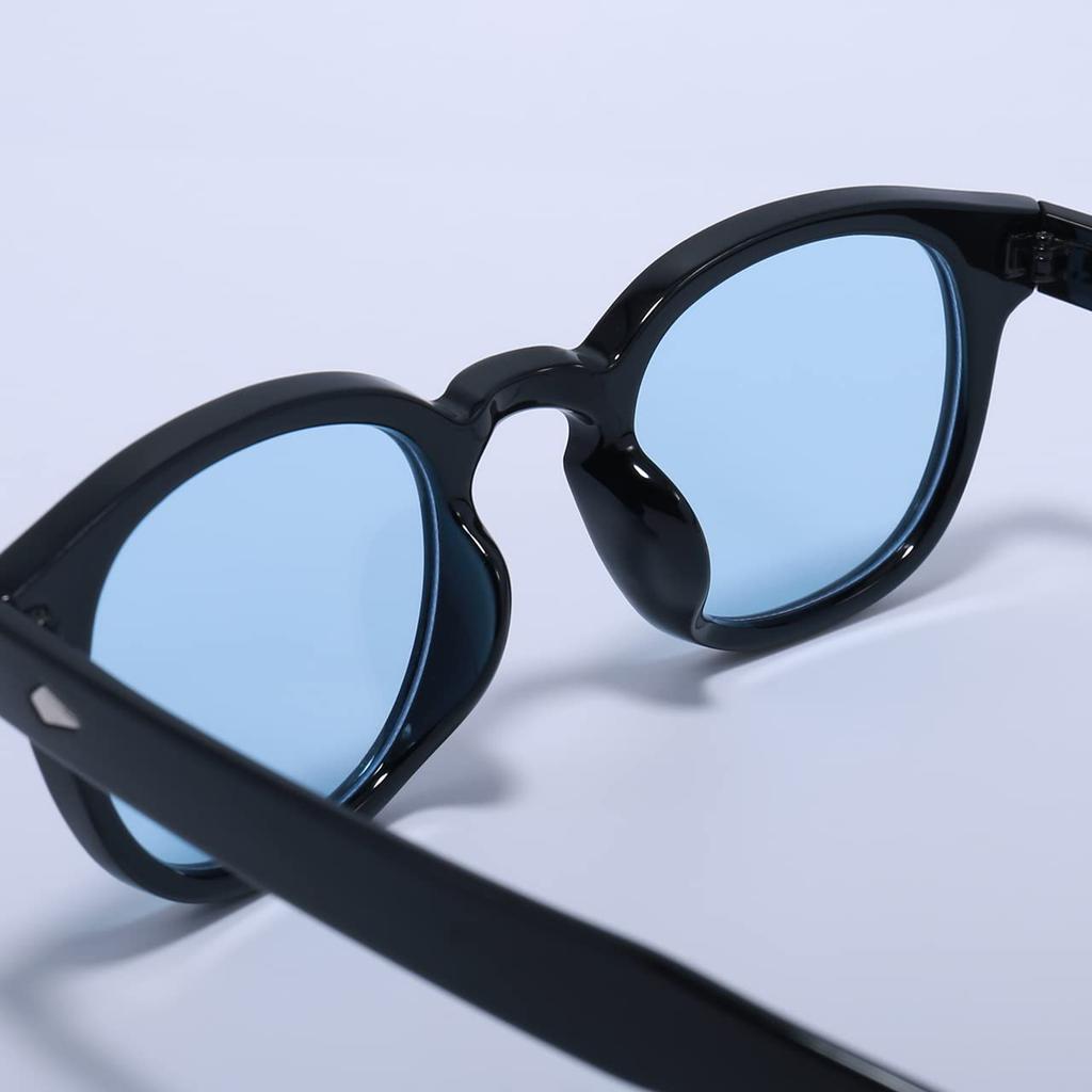 iCON STORE Boston Sunglasses with Light Blue Lenses (Black Frame), Unisex