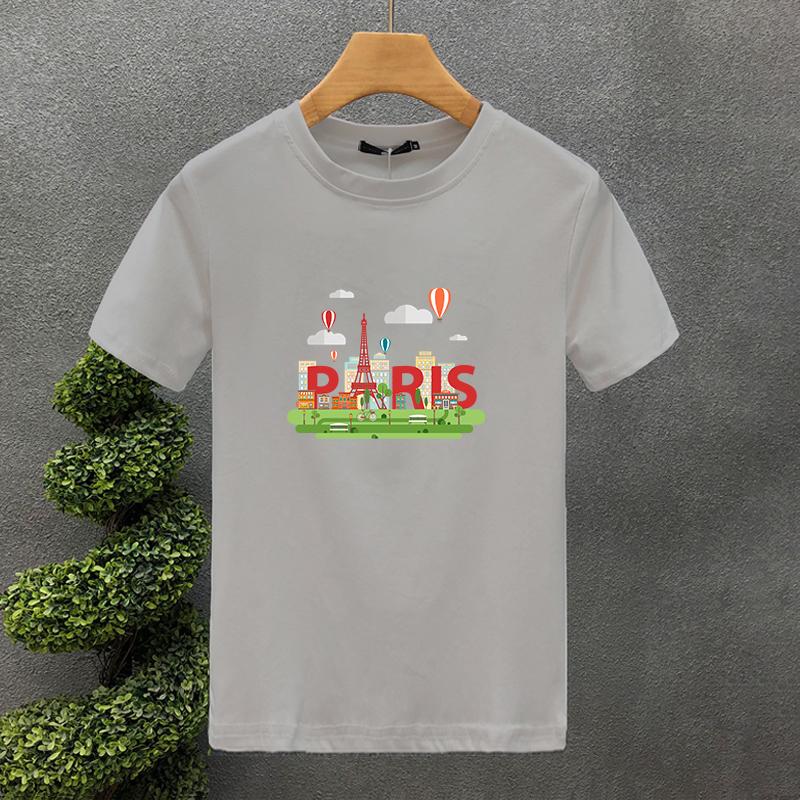 High Quality Luxury Brand 100% Cotton Design Paris Printing Tees Summer Harajuku Men/Women Short Sleeve T-shirt Asian Size S-5XL