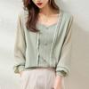 Women's Chiffon Patchwork Loose-fitting Long-sleeved Shirt for Spring and Autumn