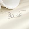 Trendy Cat Ear Tassel Earrings with Single Diamond and Hollow-out Design