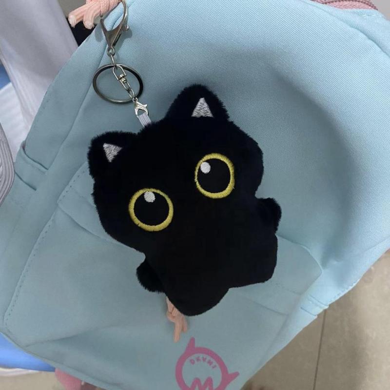 10cm Cute Black Cat Plush Toy Doll Small Pendant Cuddly Pillow Cushion Ins Black Cat Plush Toy Doll for Boy Girl Brithday Gifts