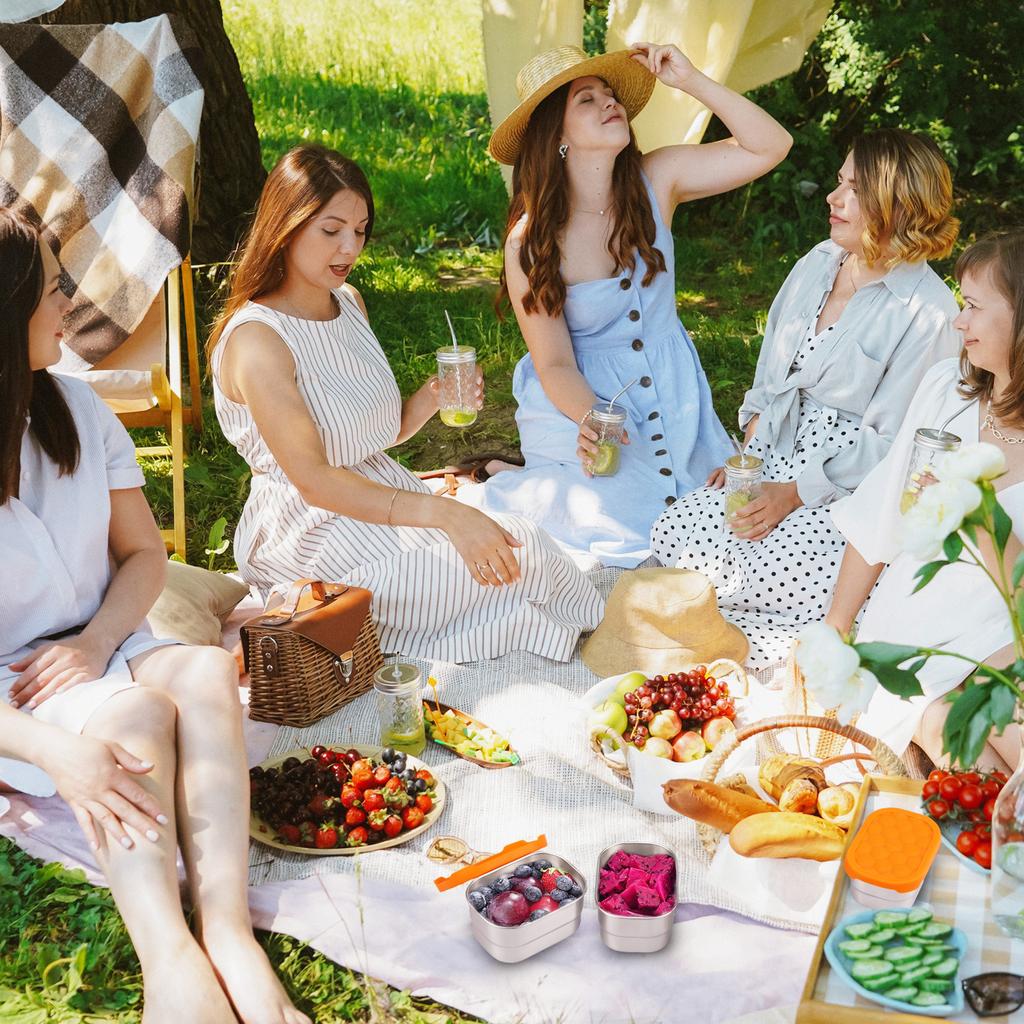 3/6Pcs Stainless Steel Lunch Box With Silicone Lid 8Oz Leakproof Snack Bento Box Refrigerator Fresh Keeping Box Kitchen Tools