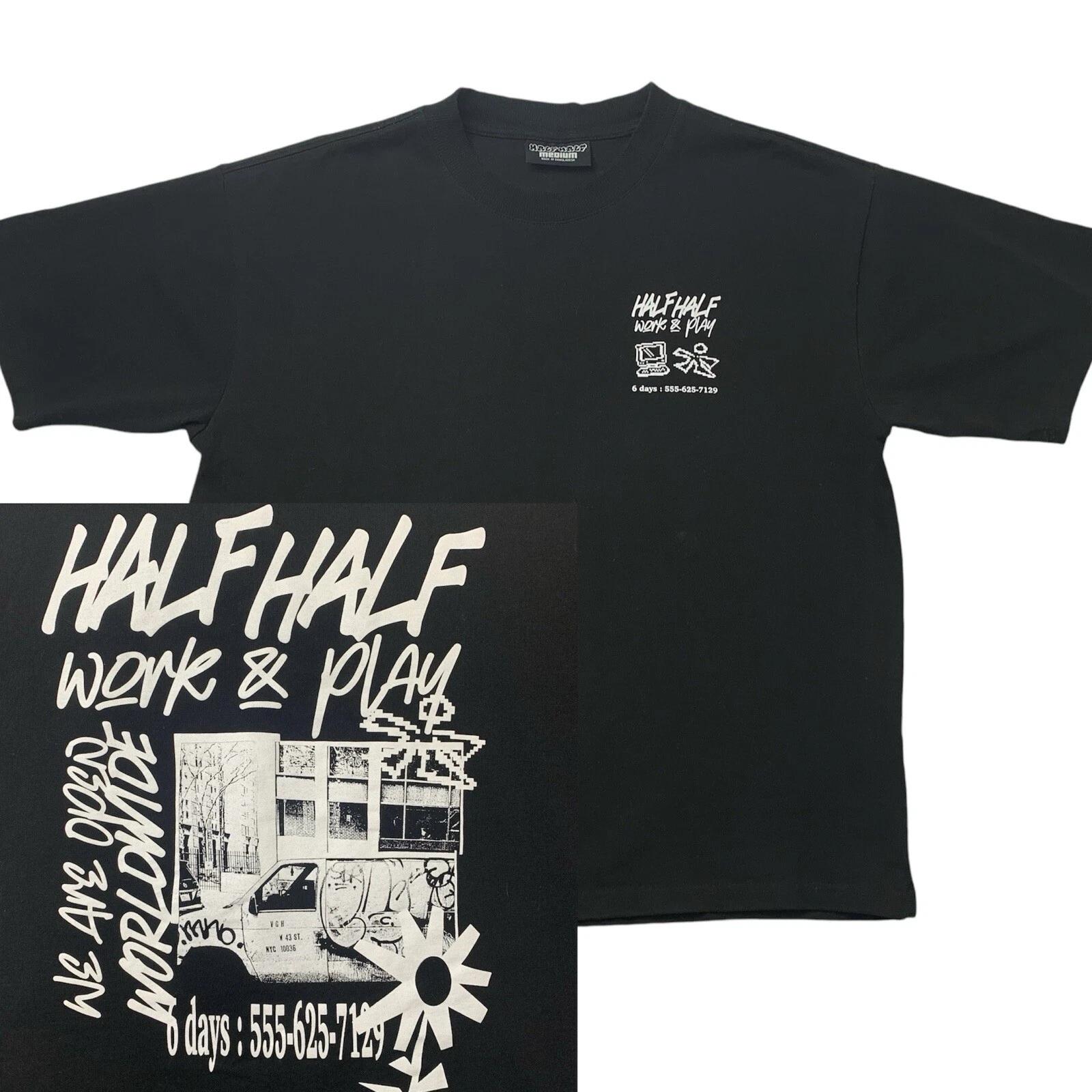 Half Work Half Play T Shirt Size Medium Half Half Factorie Boxy Black Streetwear M